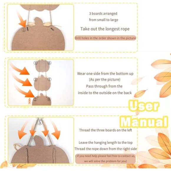 3 Pieces Pumpkin Decor Grateful‎ Thankful Blessed Wall Signs,Rustic Hanging - Picture 5 of 8